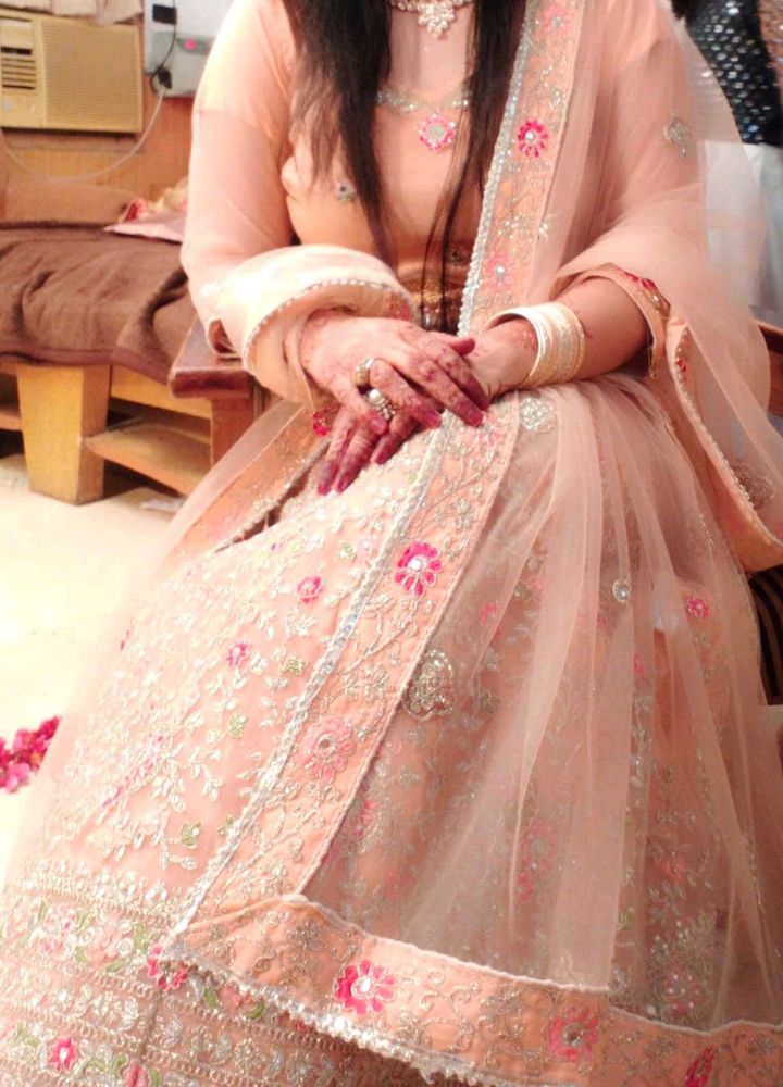 Elegant Peach Embroidered Lehenga