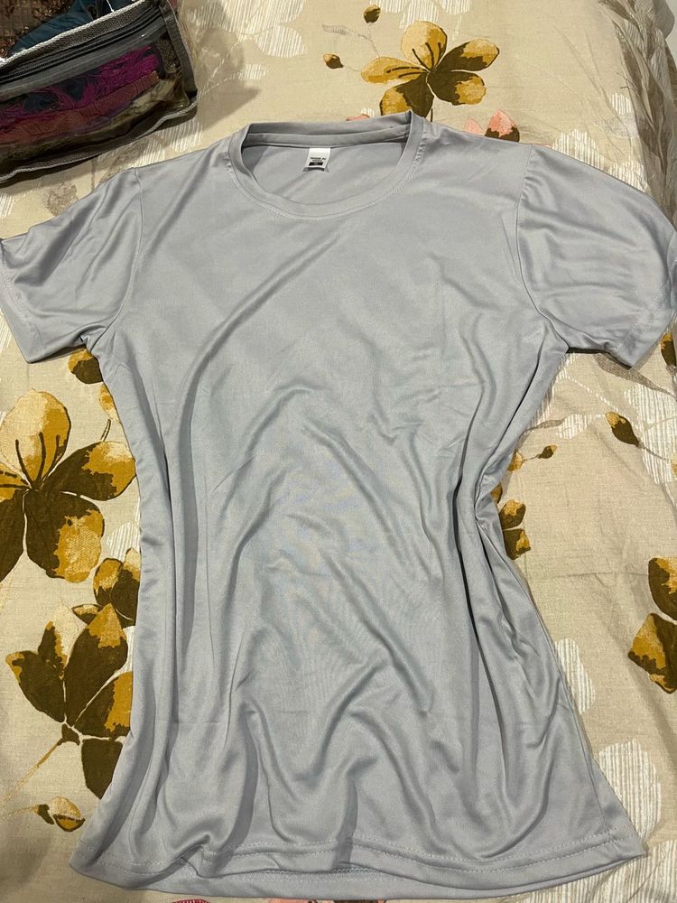 Light Grey gym compress top for women