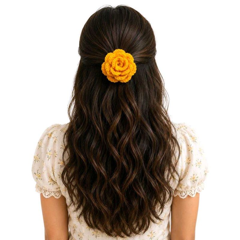 Crocheted yellow rose Hair Clip