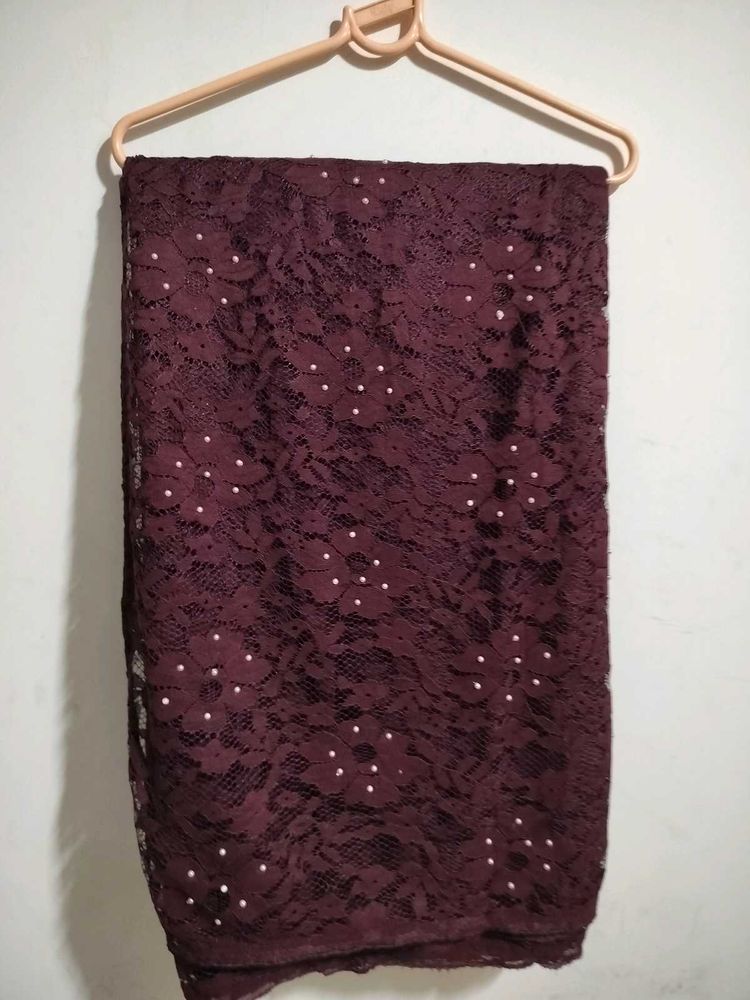 Elegant Burgundy Lace Saree