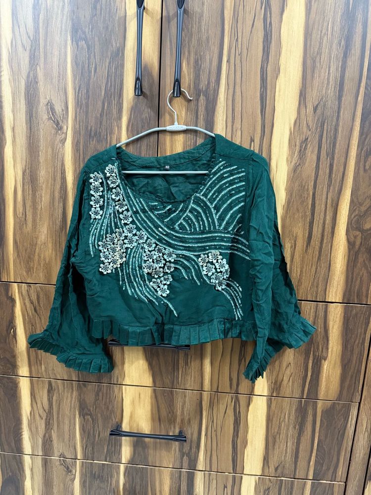 Designer Embroidered Green dress