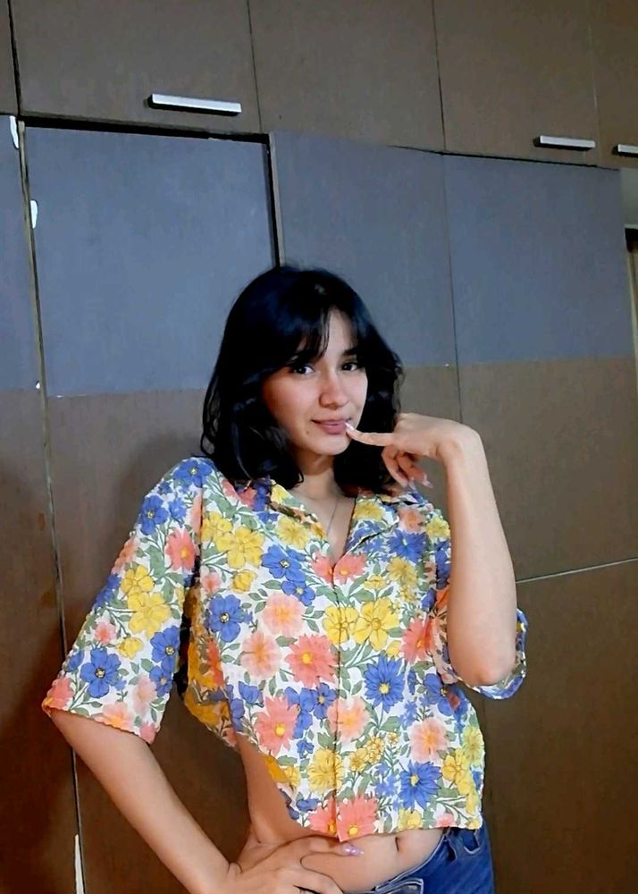 Floral Print Cropped Shirt (negotiable)