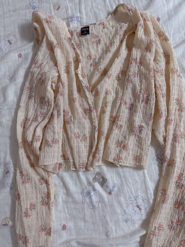 Floral Print Sheer Blouse