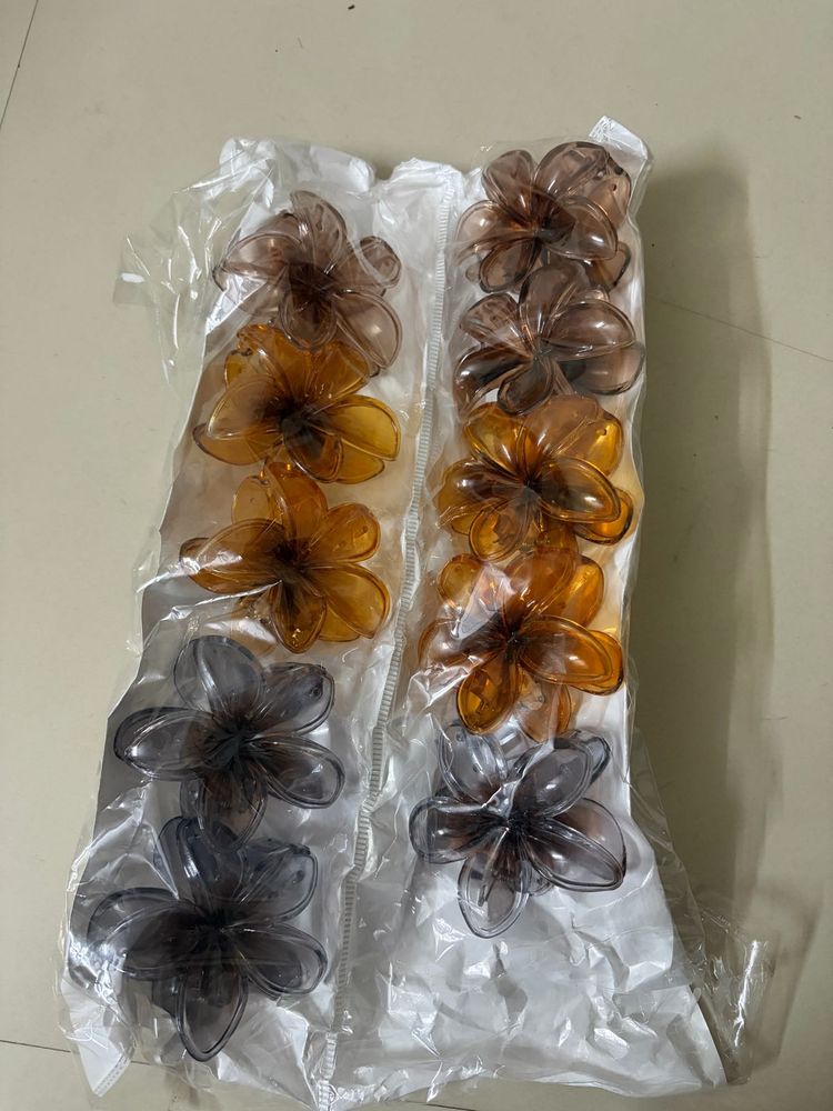 Set of 10 Flower Hair Clips