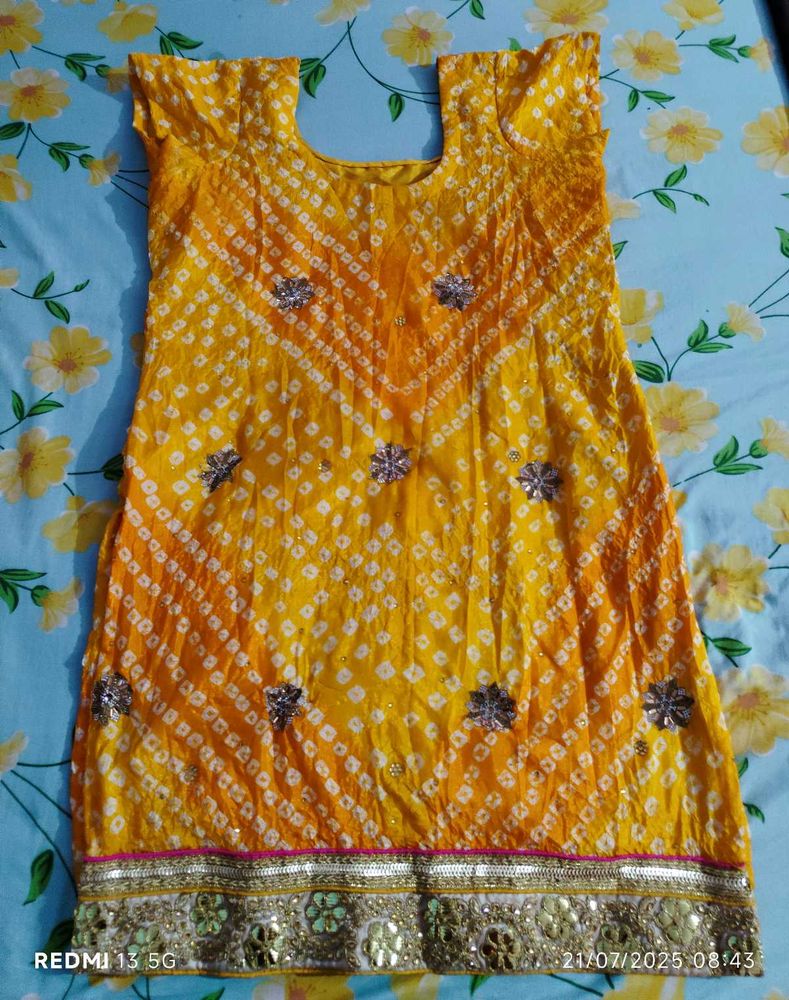 Yellow Bandhani Salwar Kurti