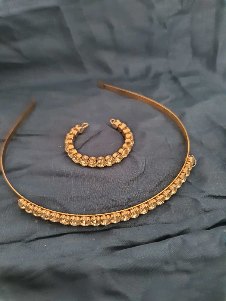 Festive Diamond Headband with Bracelet