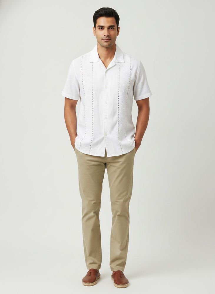 Men's White Embroidered Shirt