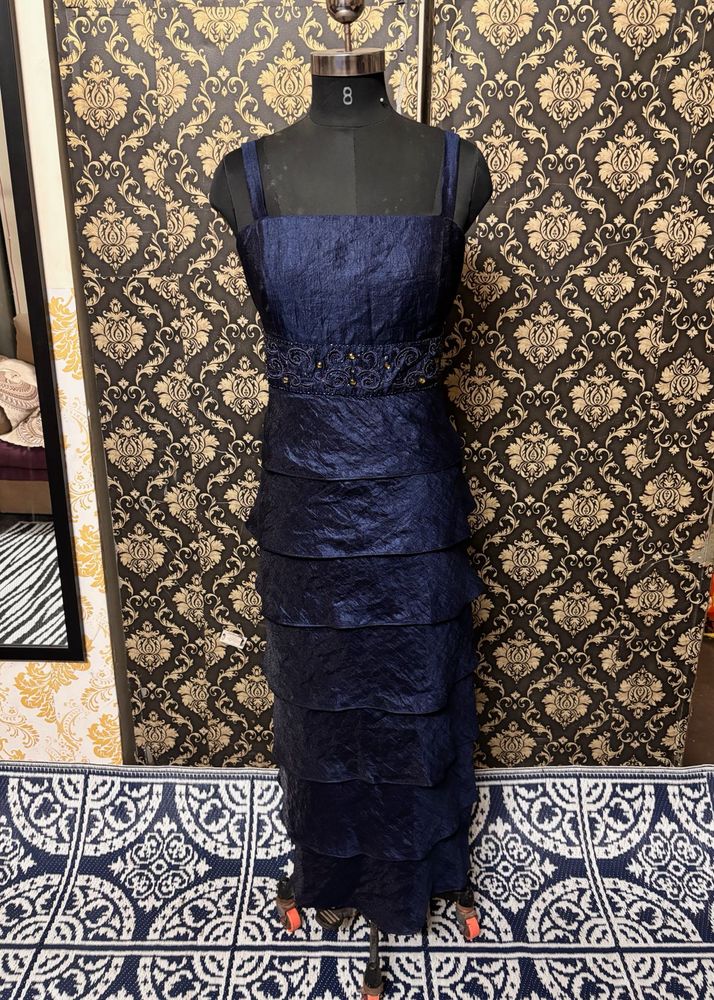 Elegant Navy Tiered Party Dress