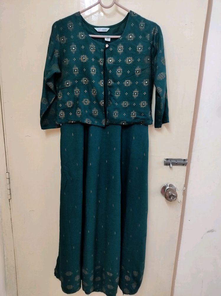 Green Party Wear Gown #onepice
