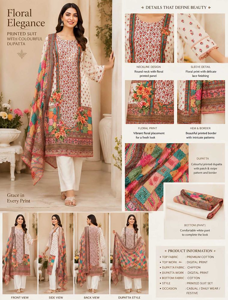 Elegant Floral Print kurta set