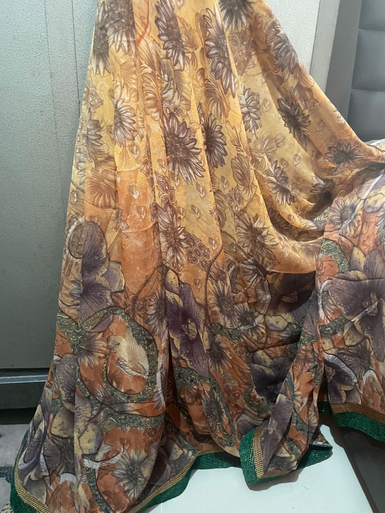 Printed Saree With Lace