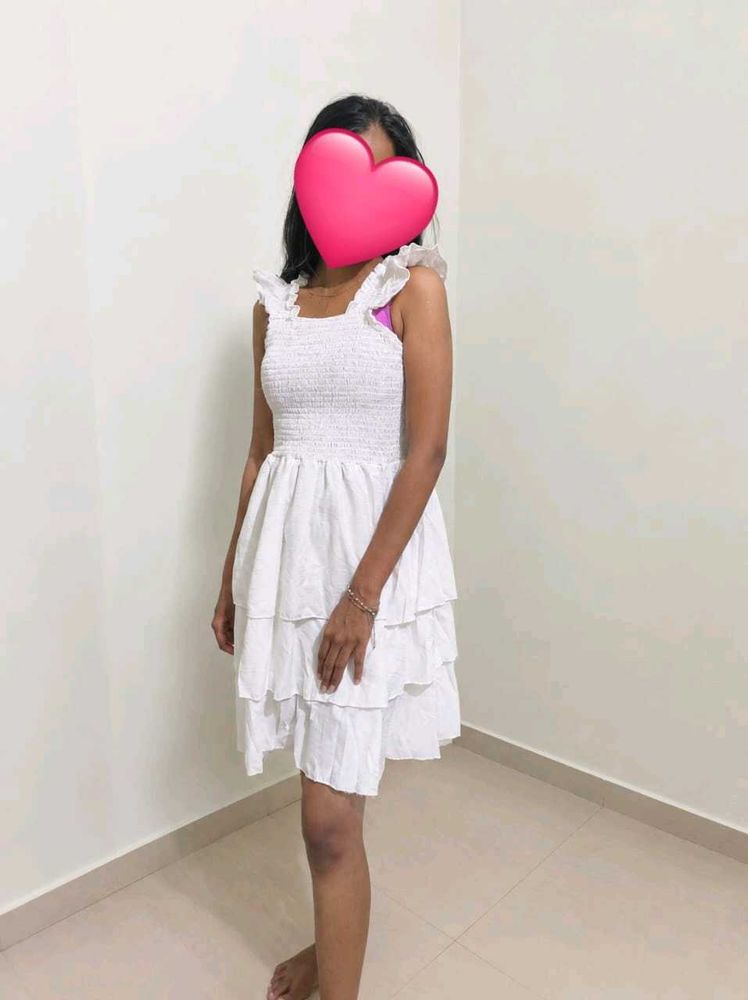 White Tiered Ruffle Dress