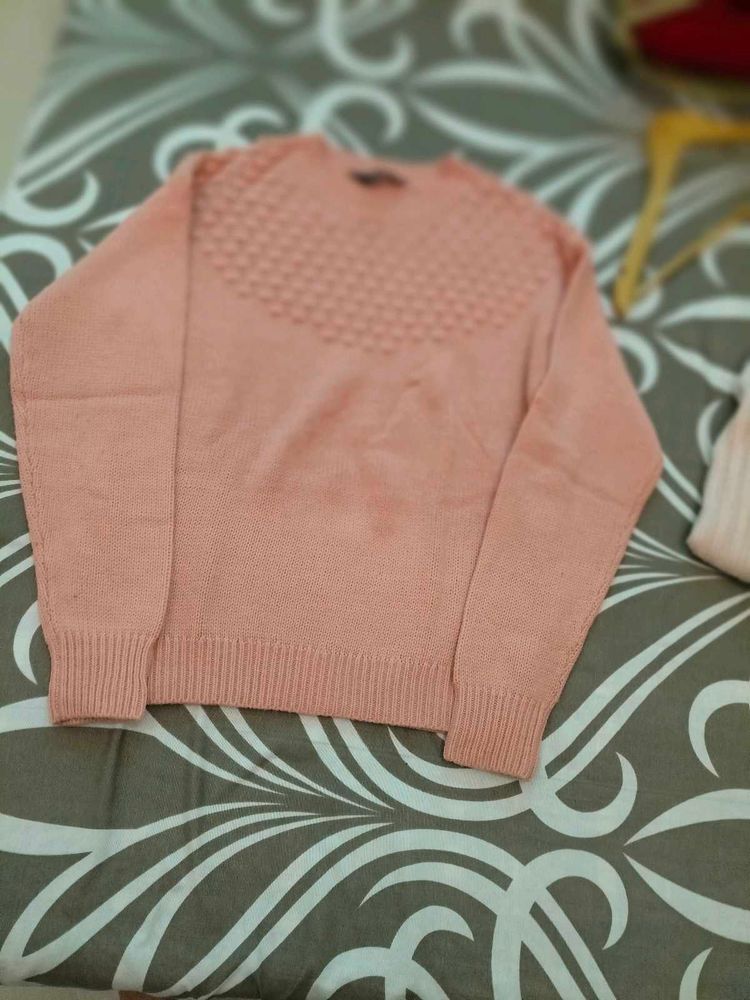 Cute Pink Textured Sweater