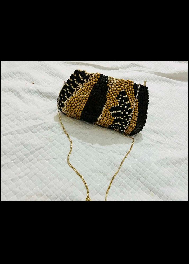 Zara Beaded Clutch Bag with Chain Strap