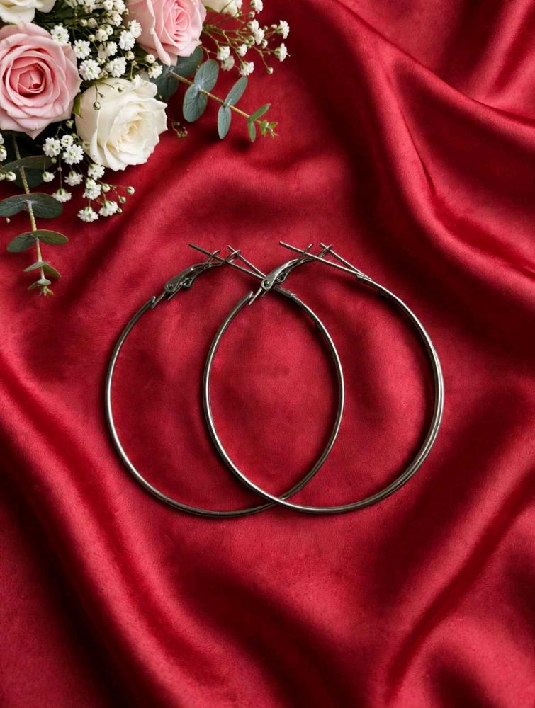 💖 Big Silver Thin Hoop Earrings - Classic Fashion