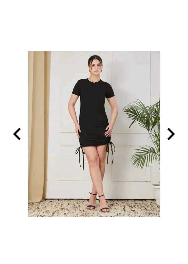 Chic Black Drawstring Ruched Mini Dress 💫