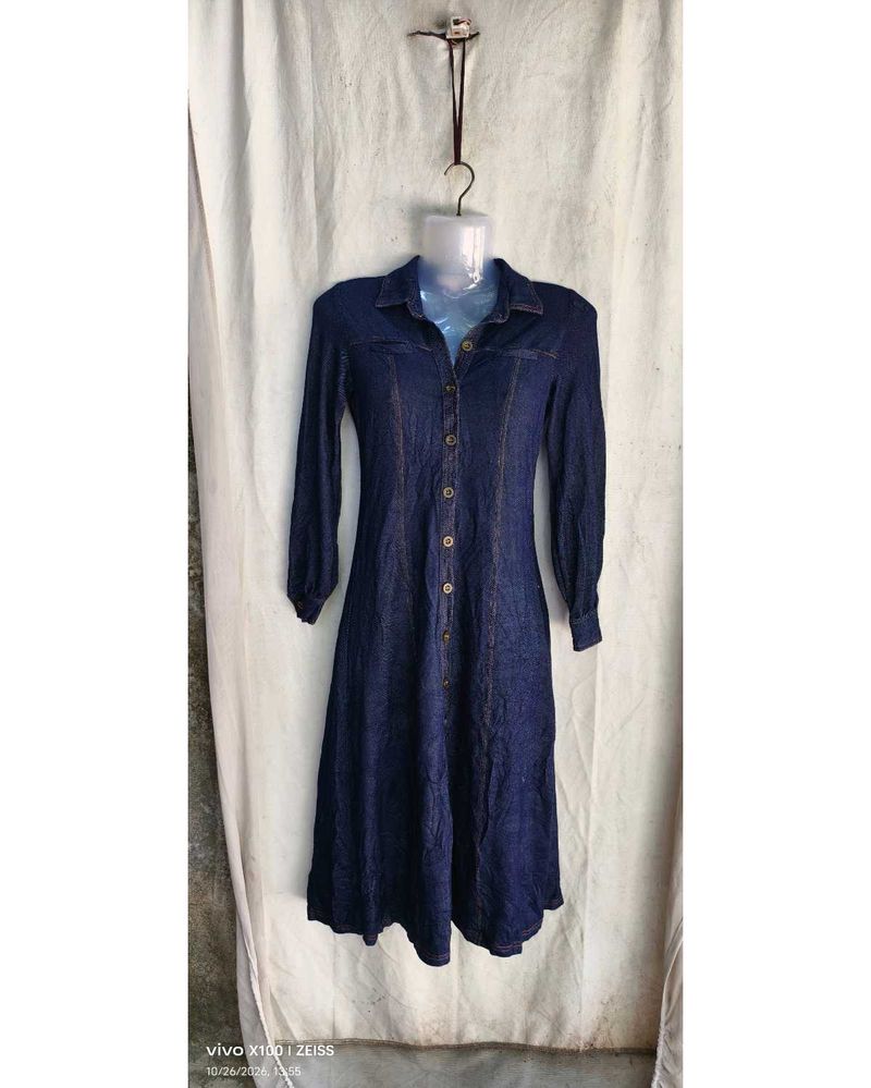 Classic Blue Denim Shirt Dress