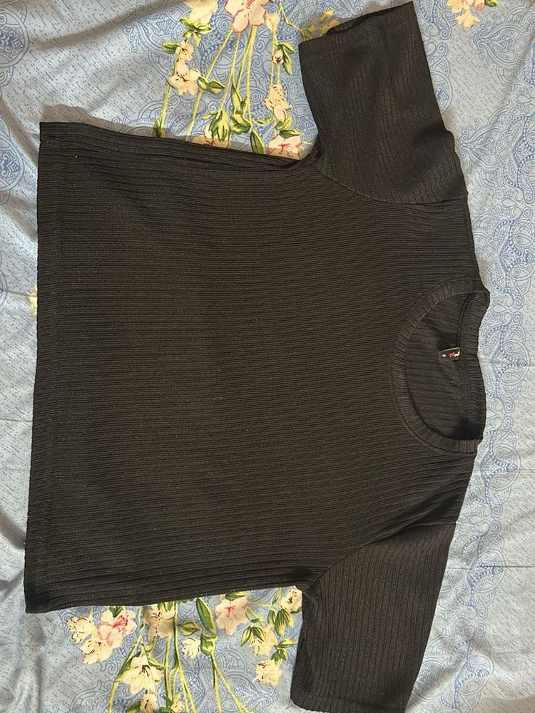 Black Ribbed T-Shirt