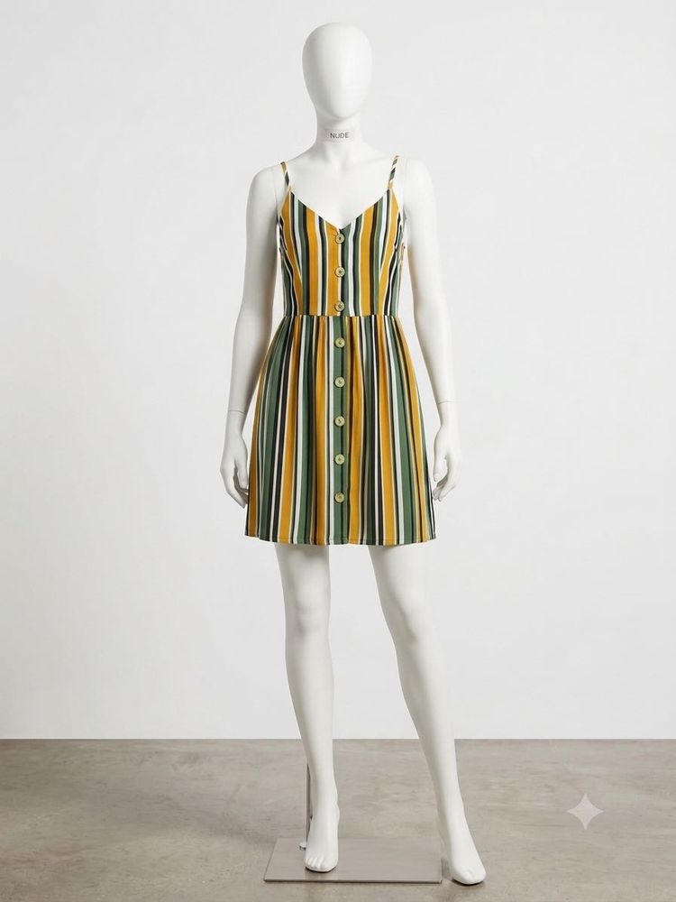Striped Button-Front Mini Dress