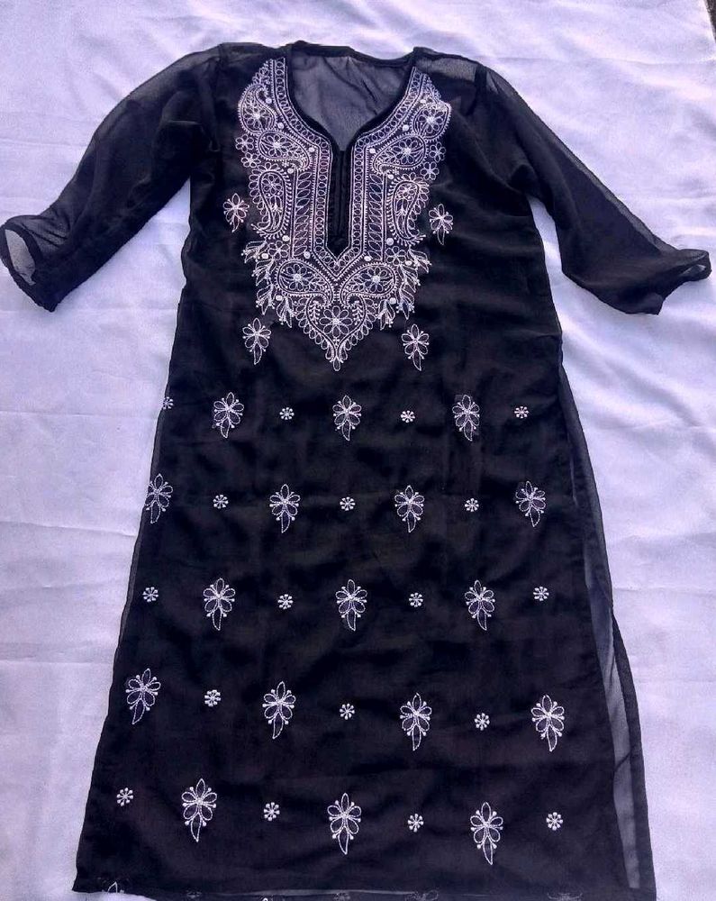 Elegant Black Chikankari Kurta