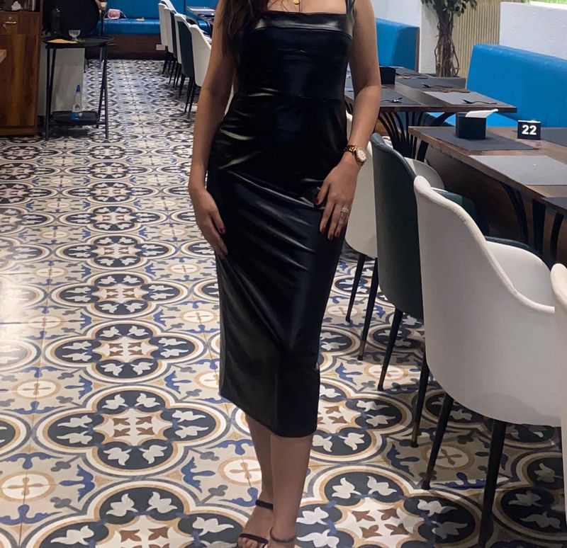 Newme Black Leather Bodycon Dress