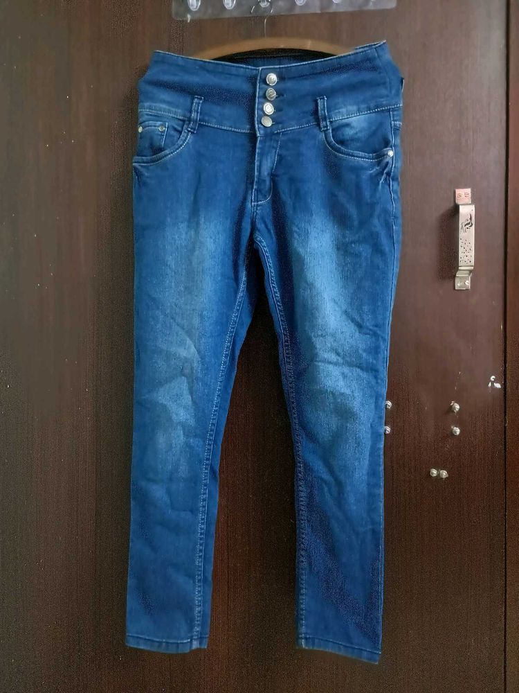 Blue High-Waisted Denim skinny Jeans
