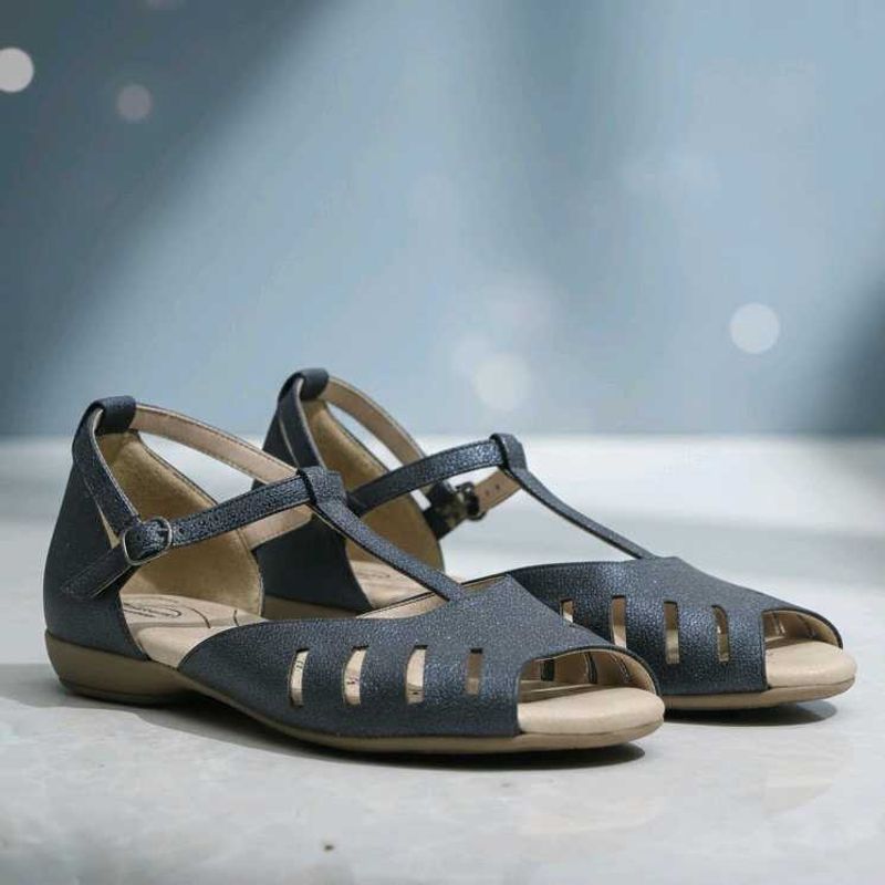 Navy Blue Glitter Flats