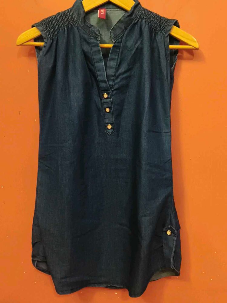 Sleeveless Denim Tunic Top