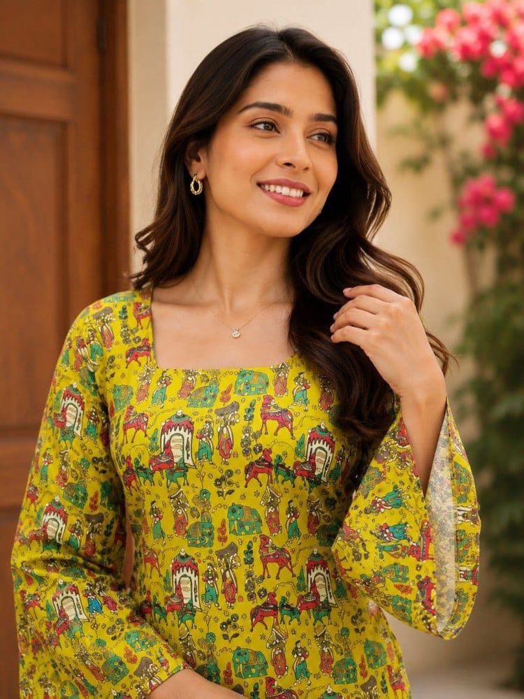 Vibrant Yellow Printed Kurta
