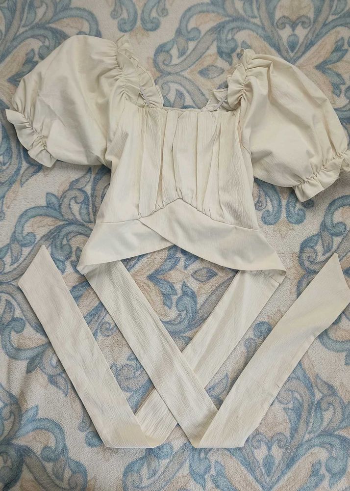 Urbanic off white back tie up top