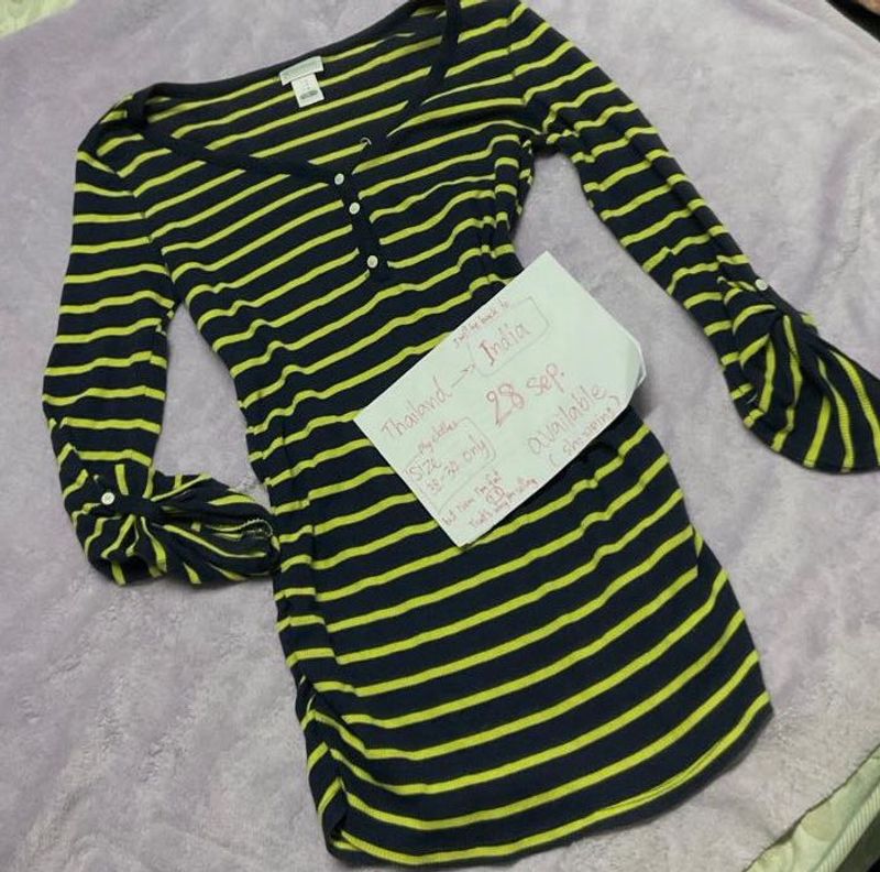 Striped Long Sleeve dress 32-34