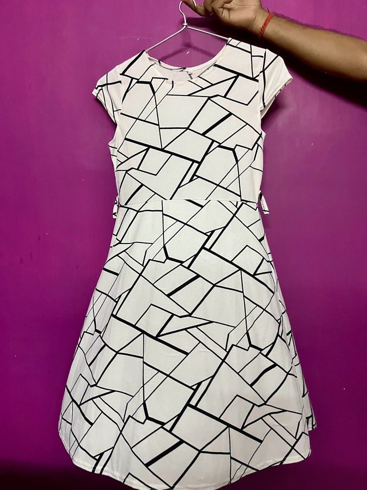 Abstract Printed Rayon Mini Dress for Women