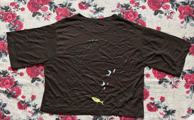 Cute Cat &amp; Fish Graphic T-Shirt