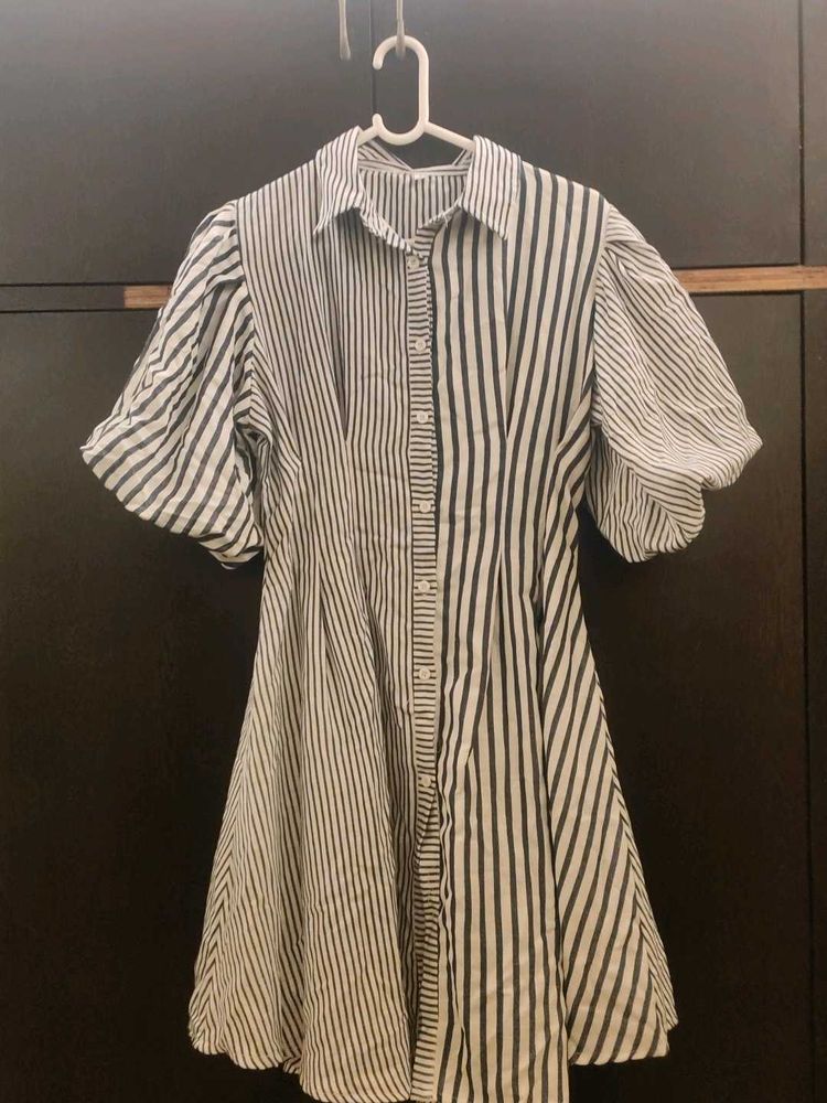 Price Drop! Korean Soft Striped Shirt Dress