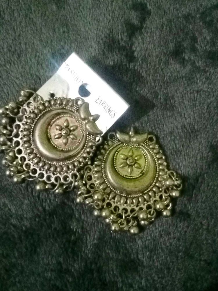 Antique Oxidised Jhumka Earrings