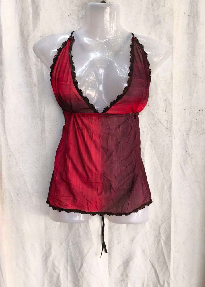 69. Sheer Red Halter Neck Lingerie Top