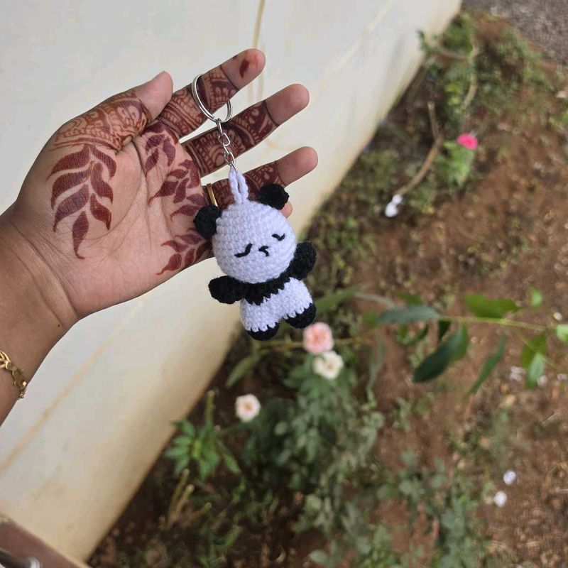 Cute Crochet Panda Keychain