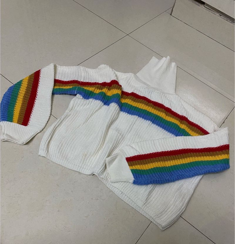 Rainbow Striped Knit Sweater
