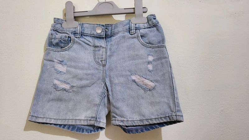 NEXT Blue Denim Torn Shorts For Girls