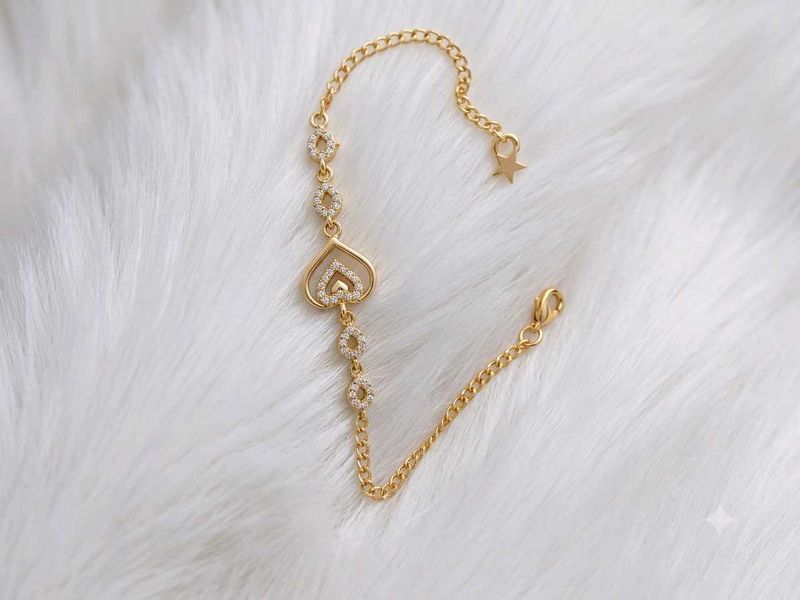 Gold Heart Bracelet with Diamonds