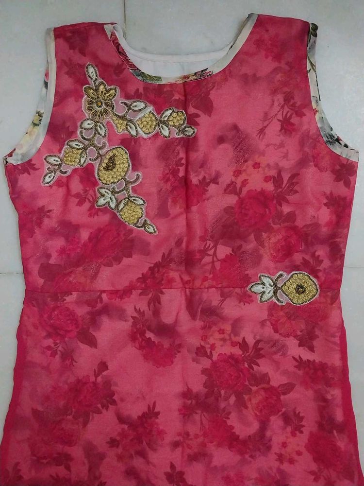 Beautiful Pink Floral Embroidered Anarkali