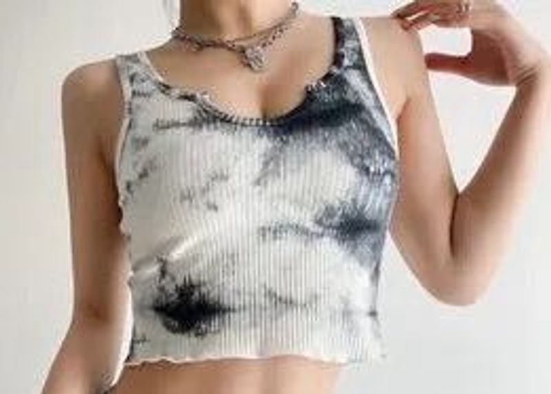 Tie-Dye Ribbed Crop Tank Top