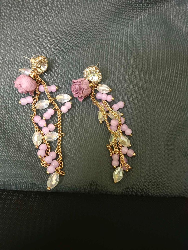 Elegant Dangle Earrings with Floral Accent