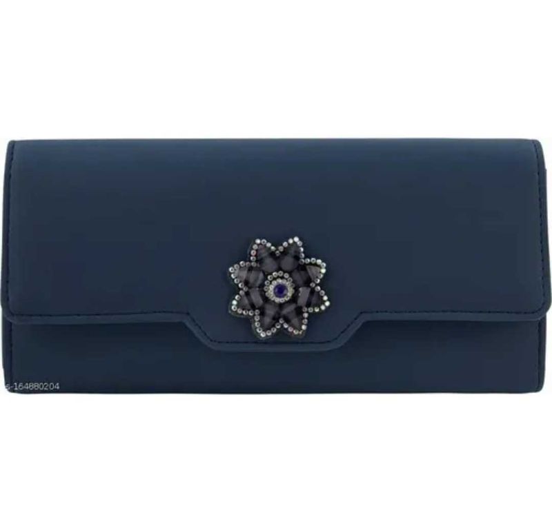 Elegant Navy Blue Embellished Clutch