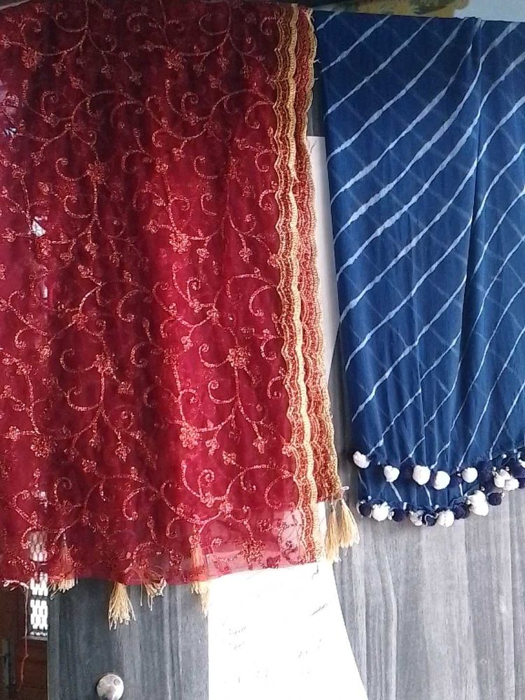 combo of two Dupattas one is in net other i