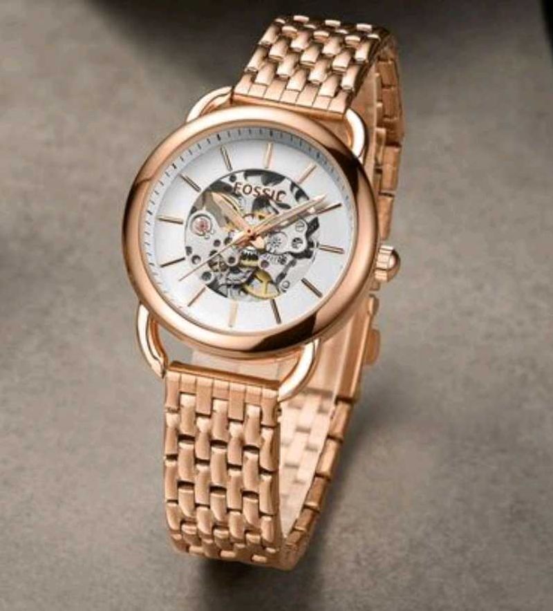 Fossil first copy Rose Gold Skeleton Watch