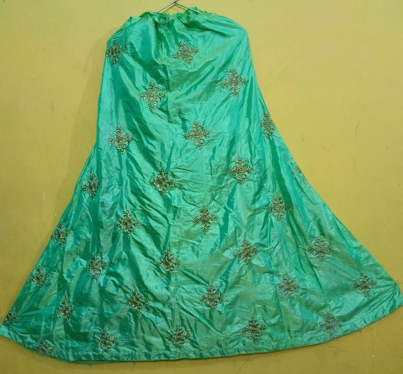 Green Embroidered Skirt And Top