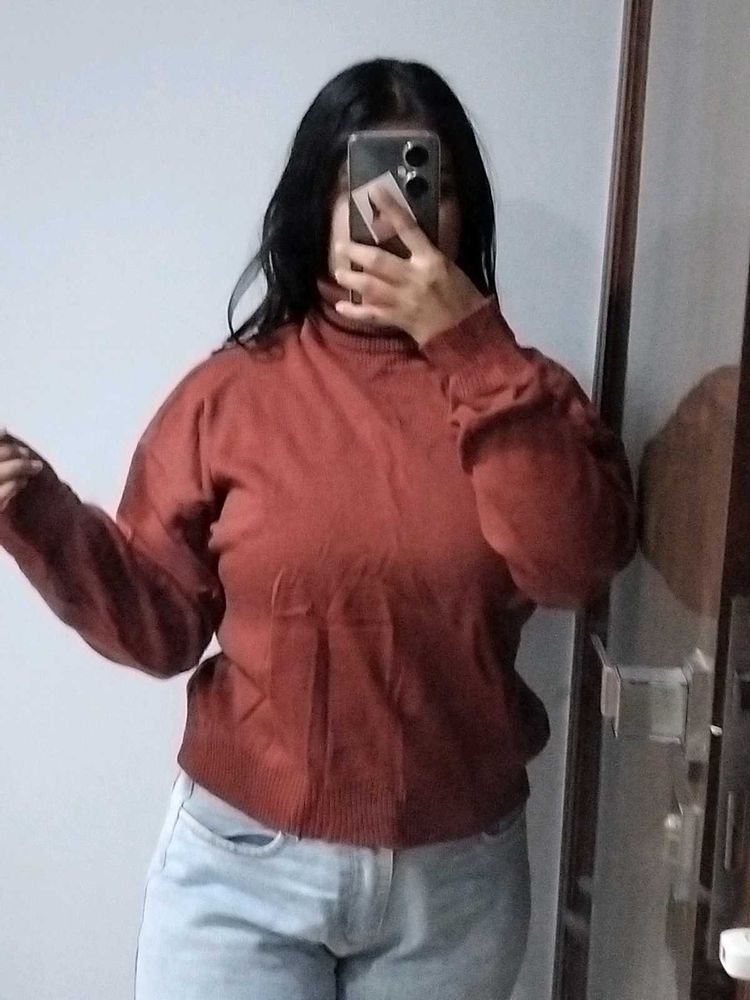 Rust Turtleneck Sweater