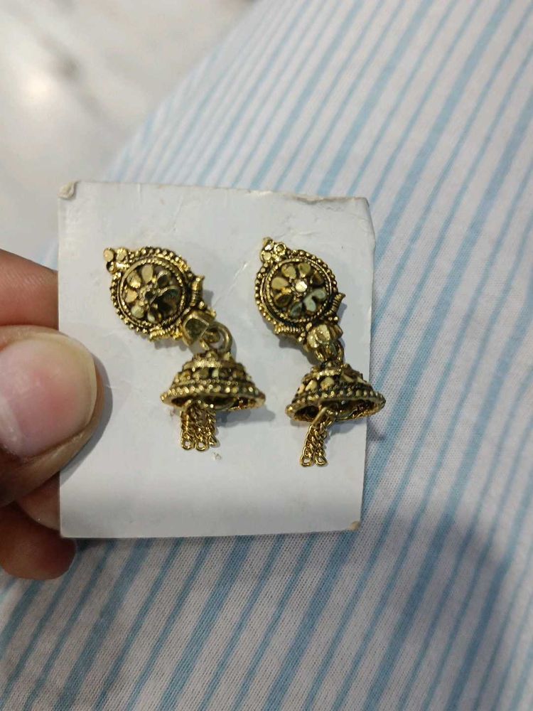 Golden Jhumka Earrings