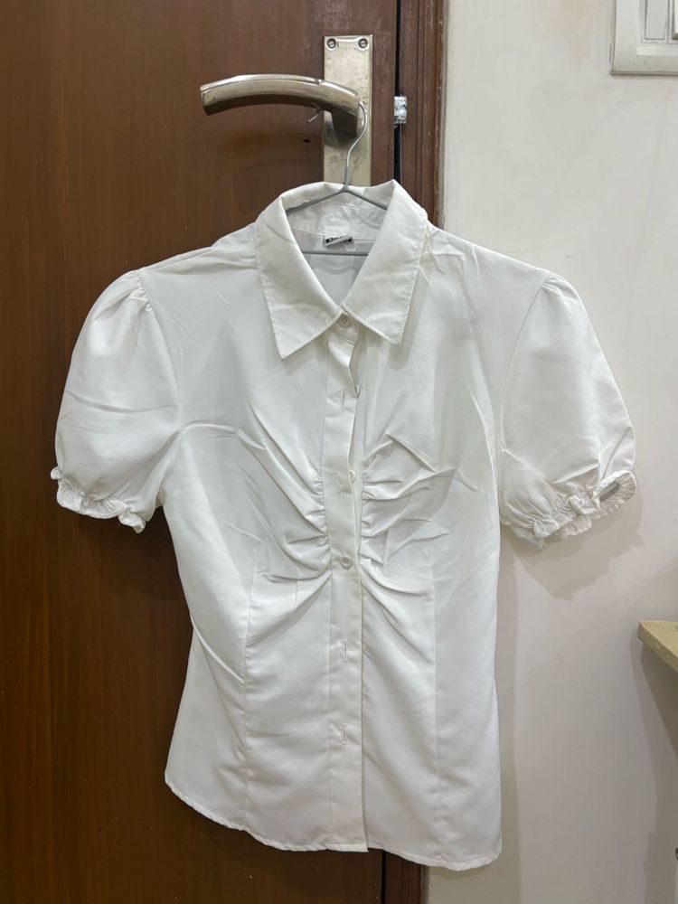 coquette Elegant White Ruched top